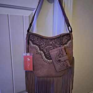 Montana West Brown Fringe Shoulder Bag